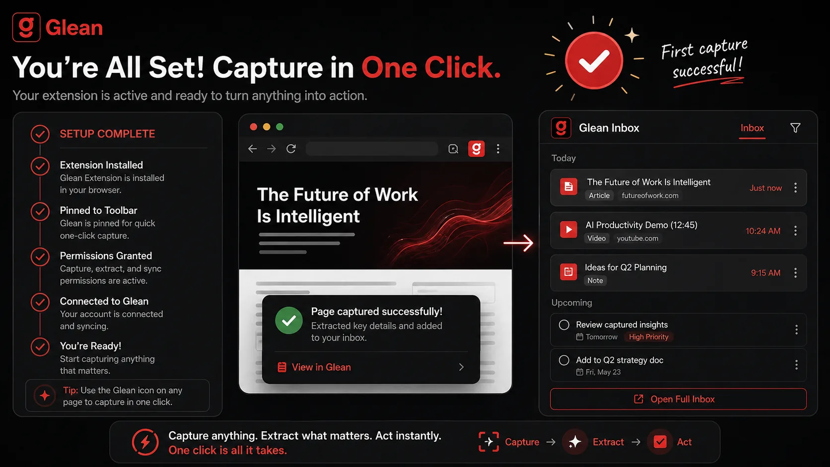 Glean extension installation and first capture