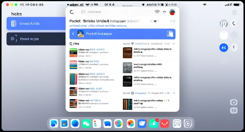 Screenshot of a smartphone screen overwhelmed with app notifications and a library app like Pocket or Instapaper showing hundreds of unread articles.