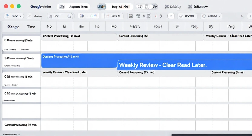 Screenshot of a calendar app like Google Calendar showing time blocks labeled 