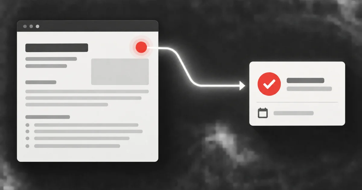 A saved job posting card points to one dated follow-up task on a charcoal background.
