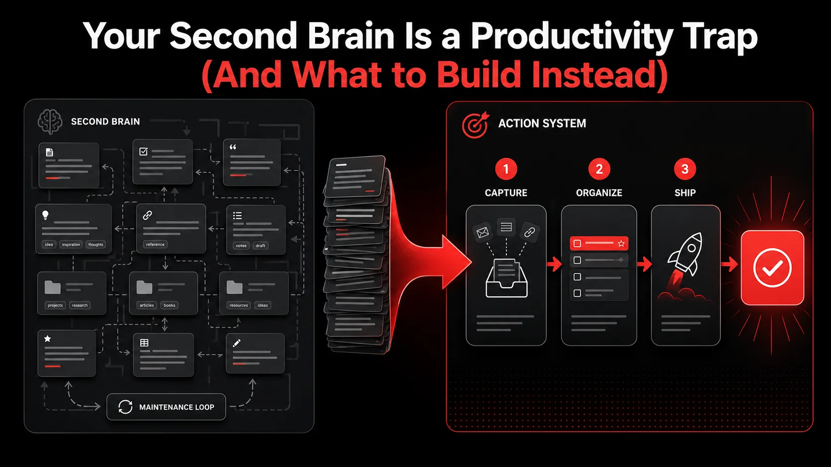 An AI second brain connecting saved information to a clear next action